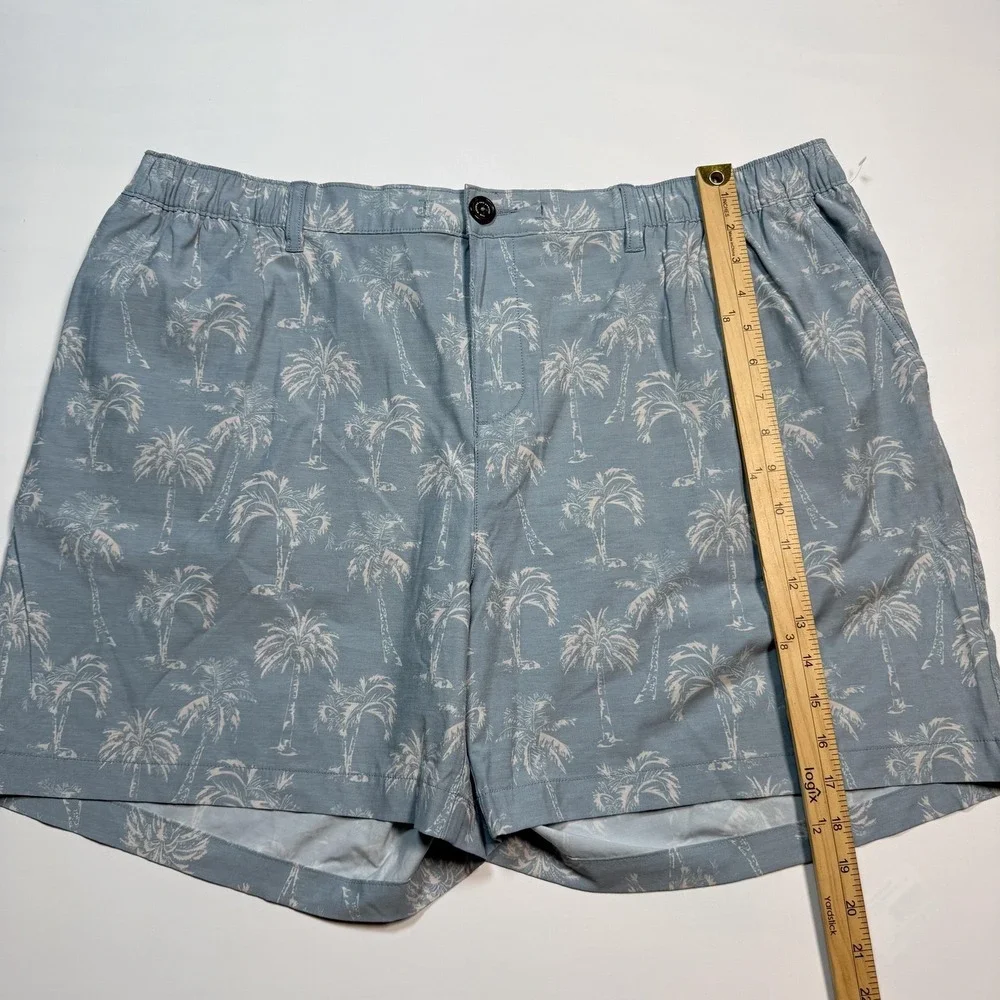 Chubbies‎ Shorts Mens 3XL Blue Palm Tree Beach Print Chino Elastic Waist